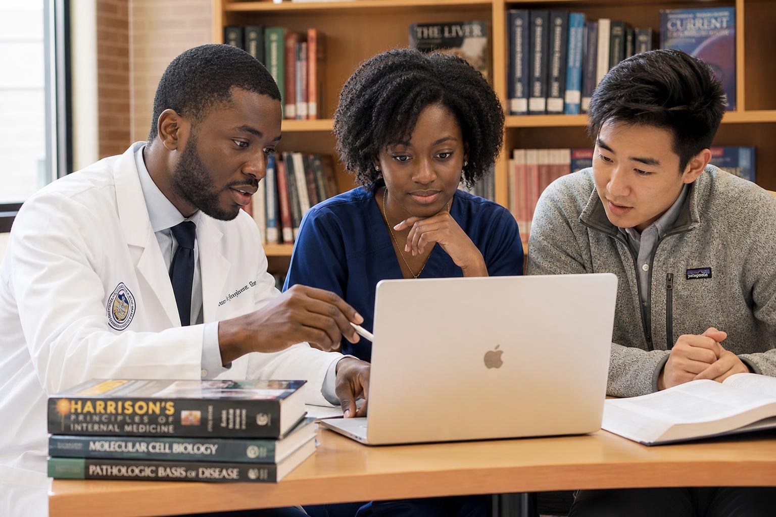 Résidents en médecine étudiant un article scientifique